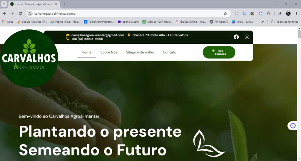 Site Carvalhos Agroalimentar