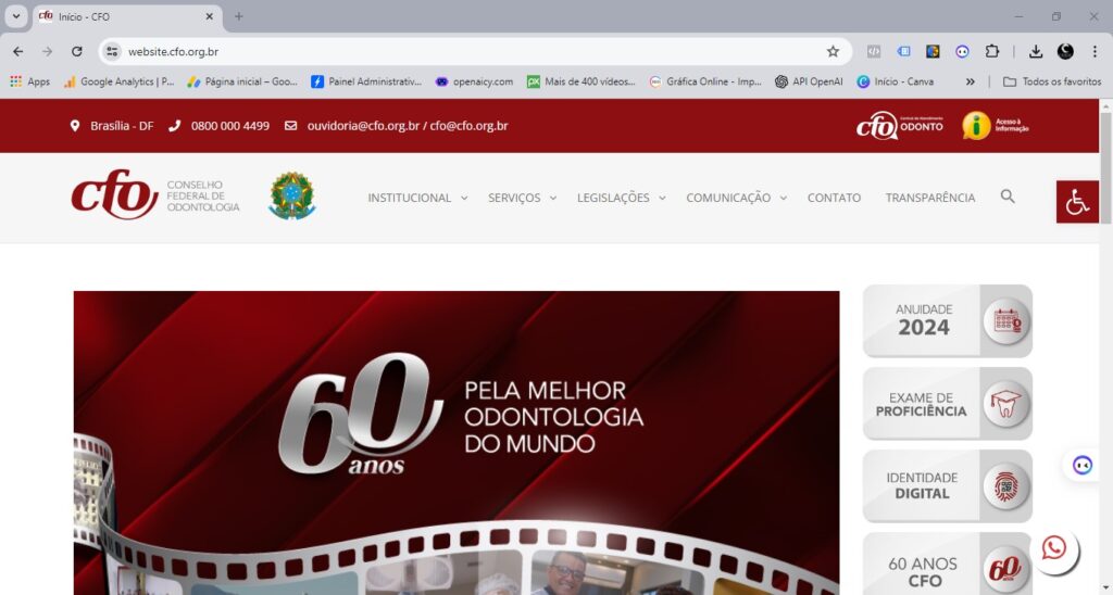 Capa do Site Conselho Federal de Odontologia-Oficial